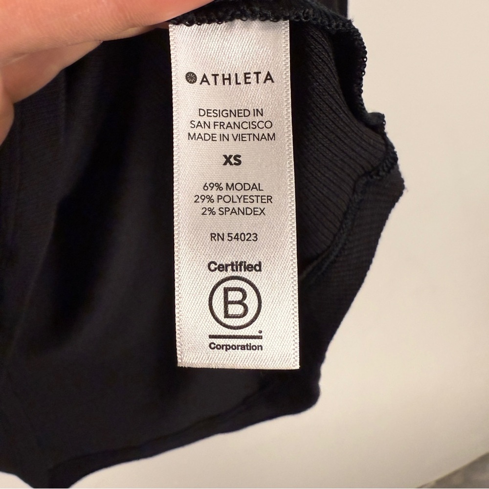 Athleta Cloudlight Stratus Long Sleeve Tee Black Modal Ribbed XS - Picture 7 of 8
